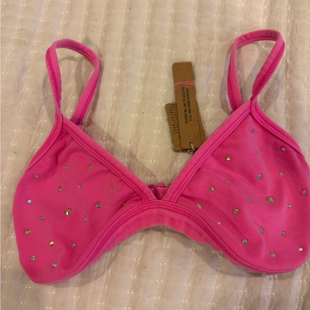 SKIMS Pink Bralette with Gems